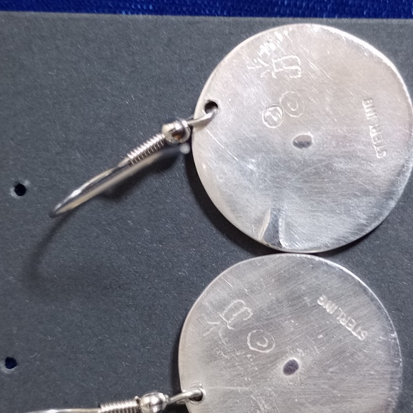 Snake Design On Sterling Silver Round Dangle Earrings  Signed JJ - Picture 13 of 14